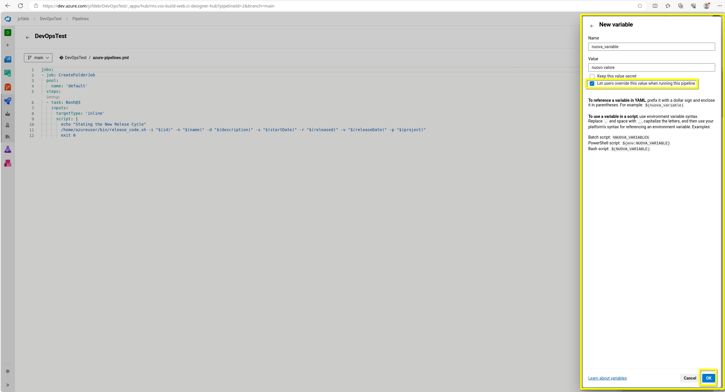 11 azure devops pipeline variable declaration