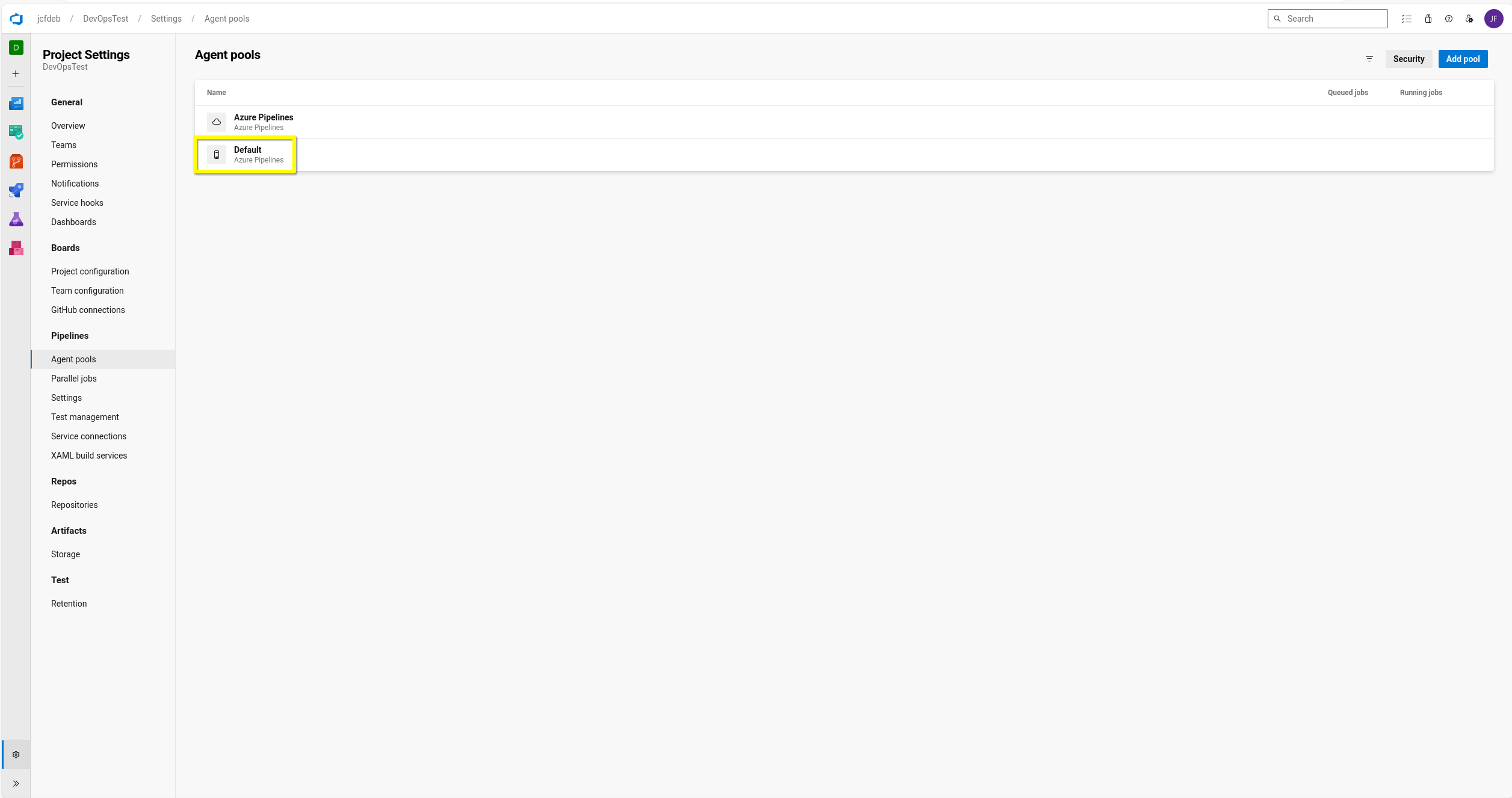 15 azure devops agent pools default